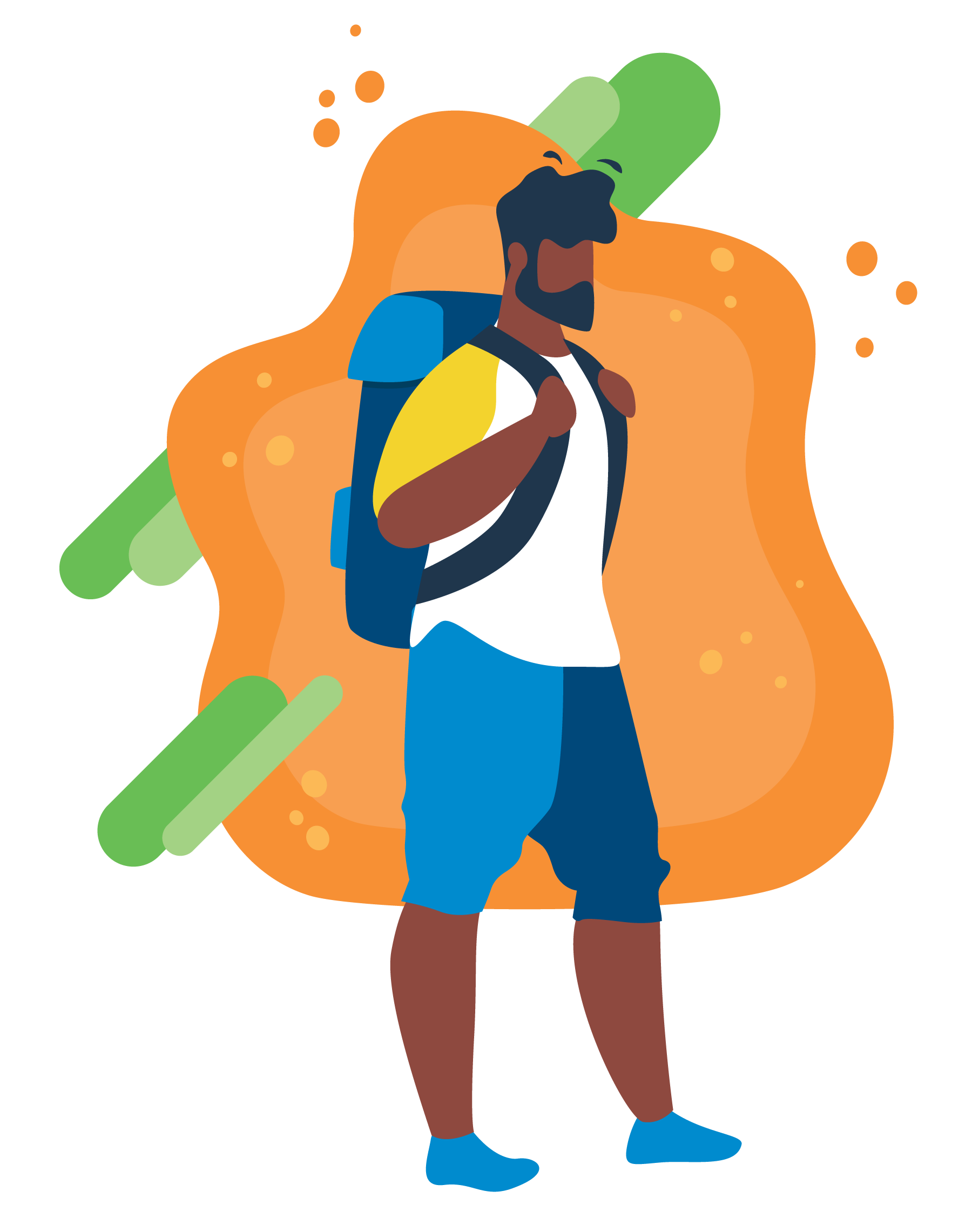 Illustration of Man with backpack ready to Hike