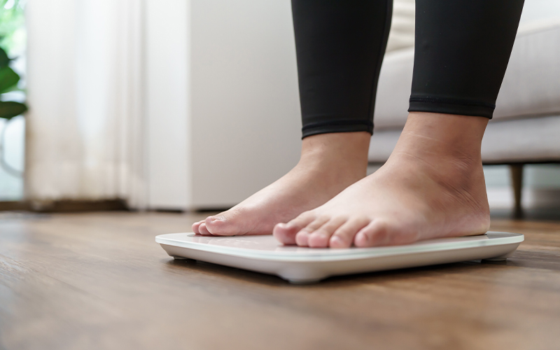 Feet on a bathroom scale